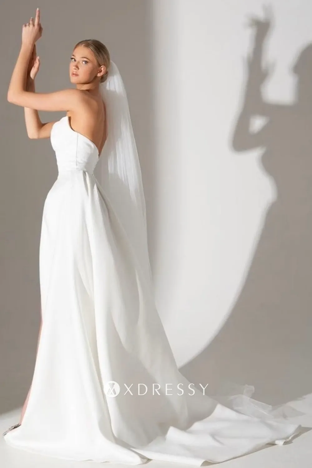 simple ivory satin a line floor length bridal shower dress