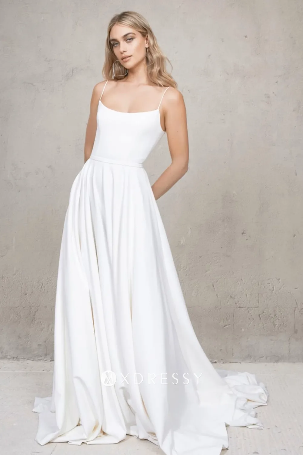 modern spaghetti straps satin a line long wedding dress modern spaghetti straps satin a line long wedding dress