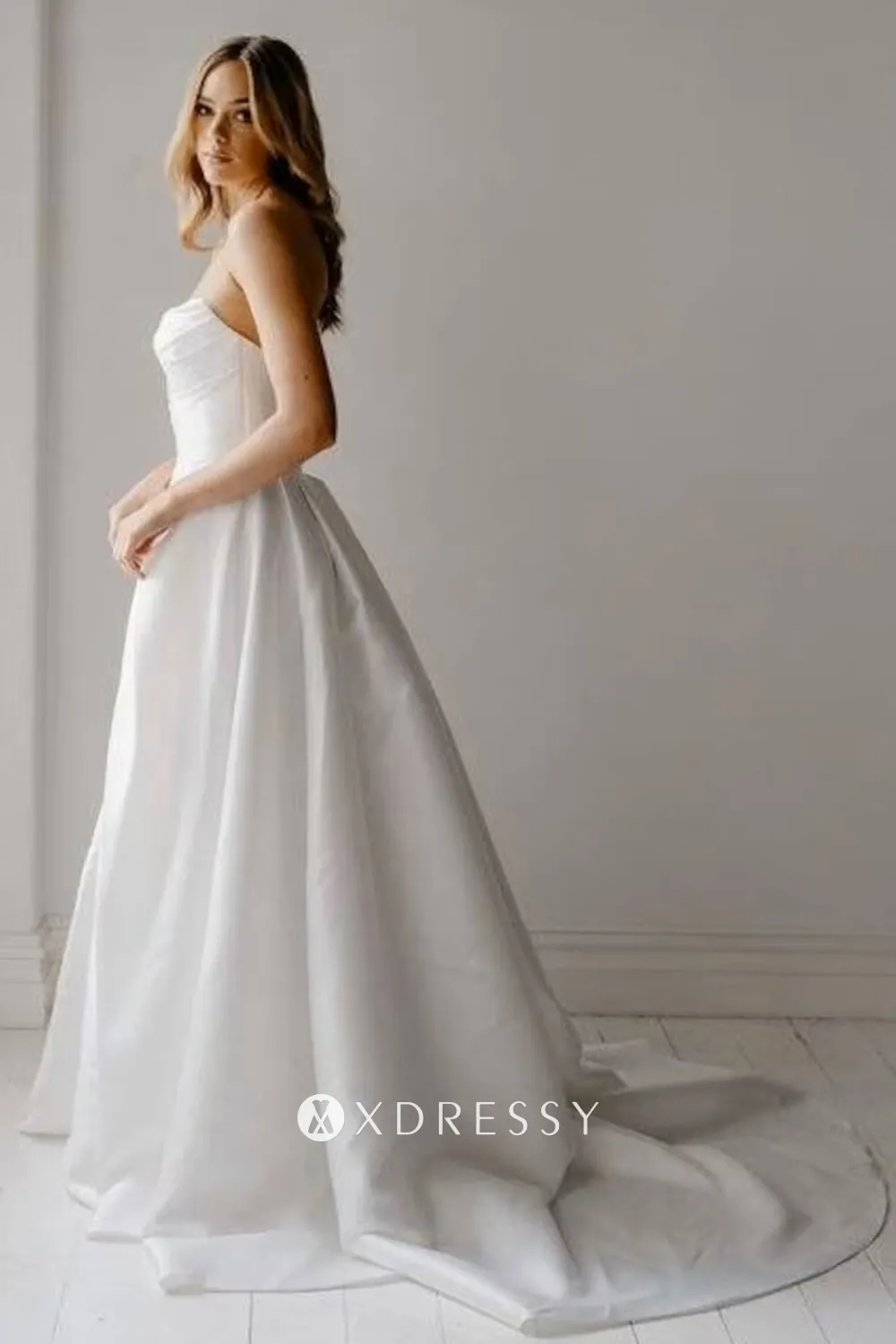 strapless a line satin simple court train bridal shower dress strapless a line satin simple court train bridal shower dress