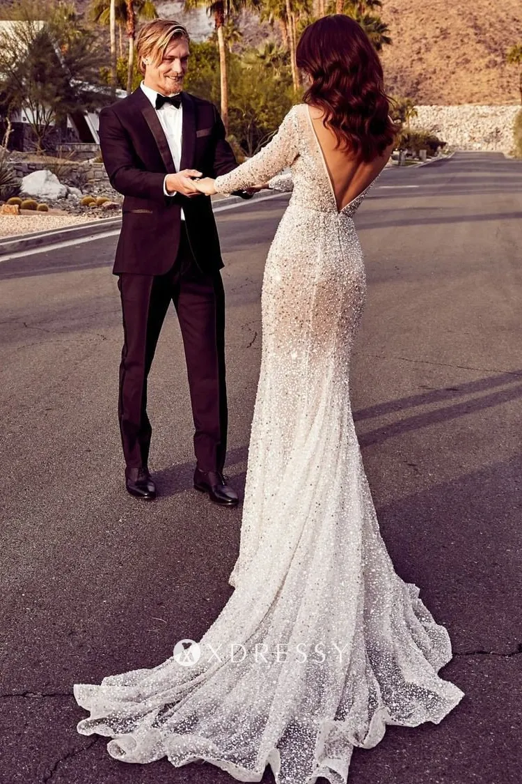 sequinned beading low v back wedding dress sequinned beading low v back wedding dress