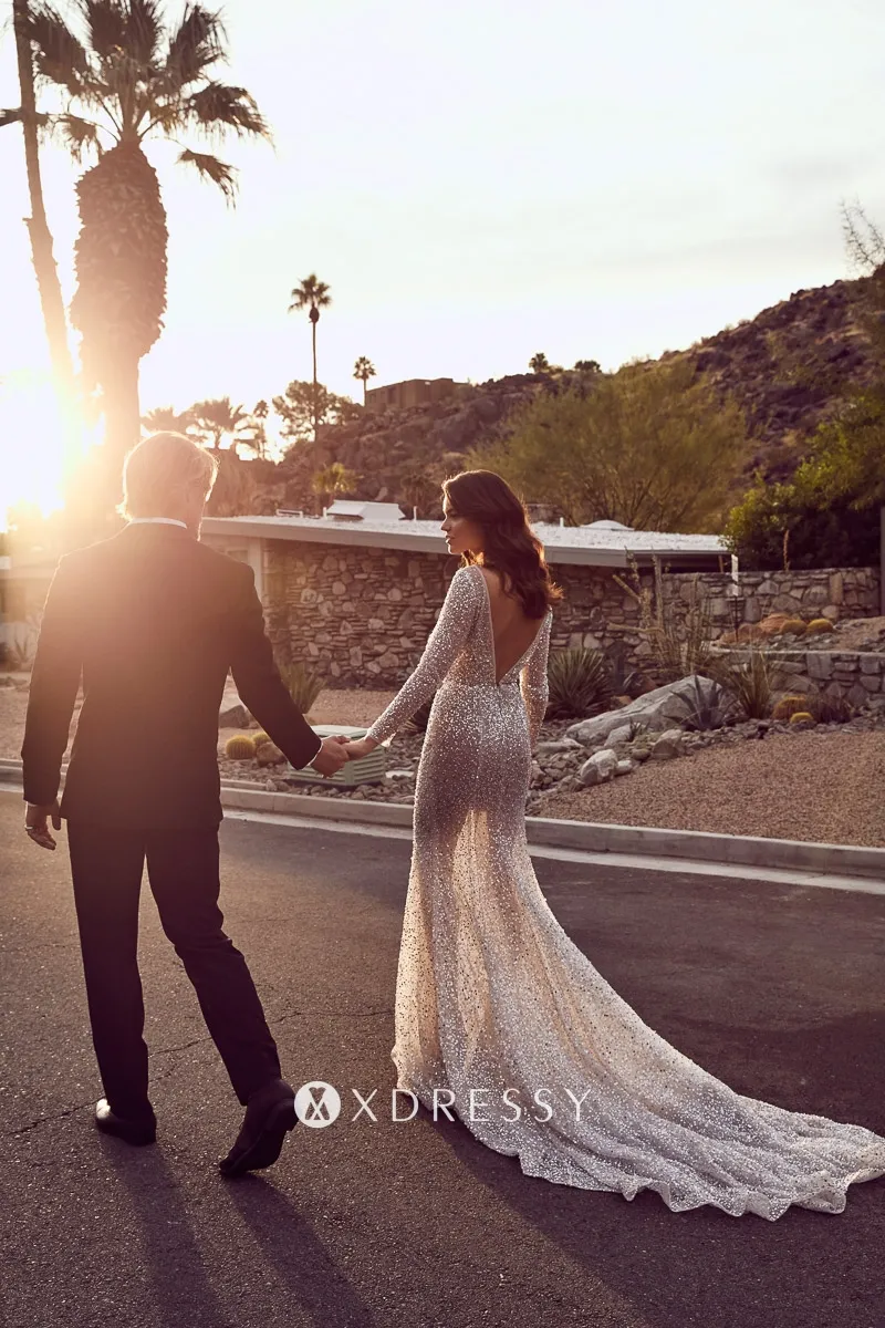 sequinned beading sexy low v back wedding gown sequinned beading sexy low v back wedding gown