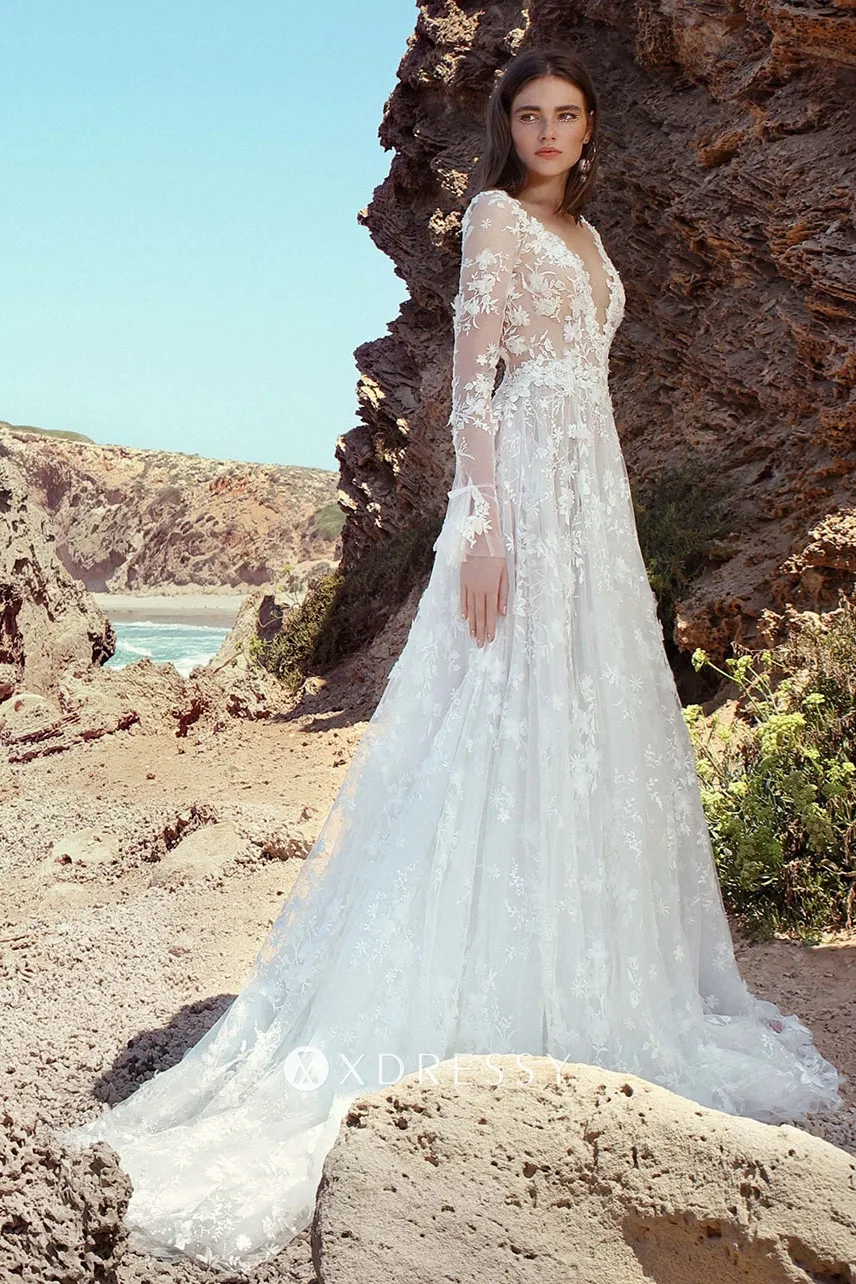 romantic 3d flower lace long sleeve wedding dress romantic 3d flower lace long sleeve wedding dress