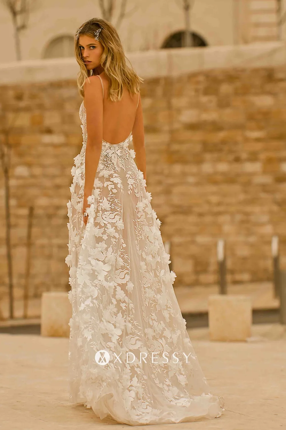 sheer 3d floral lace low back summer wedding dress sheer 3d floral lace low back summer wedding dress