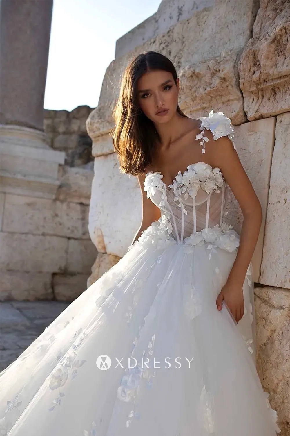 3d flowers one shoulder illusion corset bridal ball gown 3d flowers one shoulder illusion corset bridal ball gown