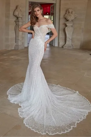 luxury beaded floral lace mermaid wedding dress