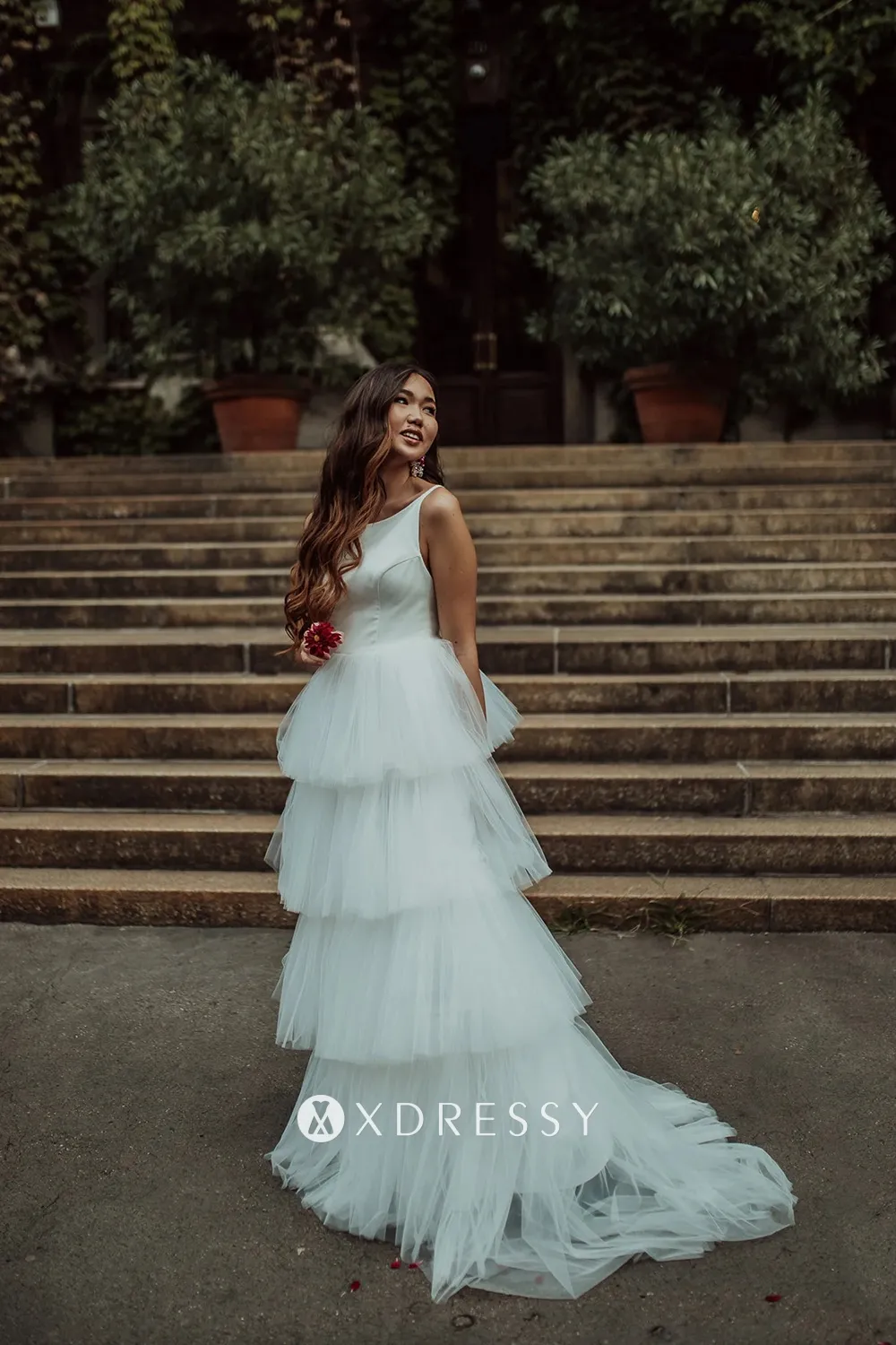 ethereal ivory tulle tiered a line wedding dress ethereal ivory tulle tiered a line wedding dress