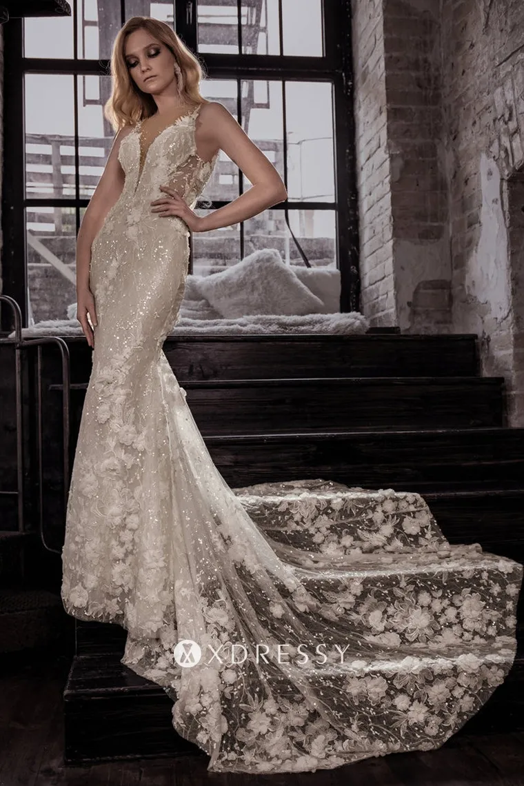 sparkly sequinned 3d flower lace mermaid wedding dress sparkly sequinned 3d flower lace mermaid wedding dress