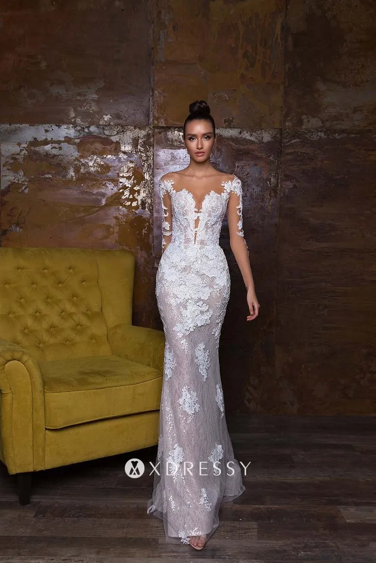 glitter lace plunging neck mermaid long weddiing derss