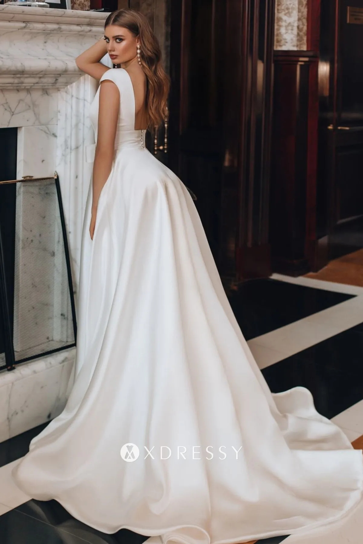 off white satin low back modern wedding dress off white satin low back modern wedding dress