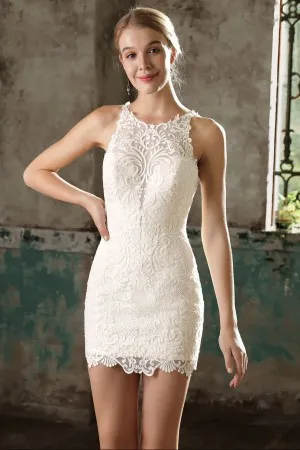 Ivory lace short informal wedding dress