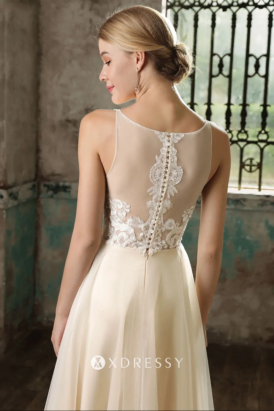 illusion back wedding dress