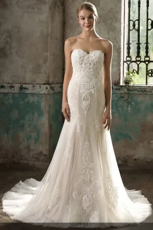 strapless sweetheart light champagne wedding dress