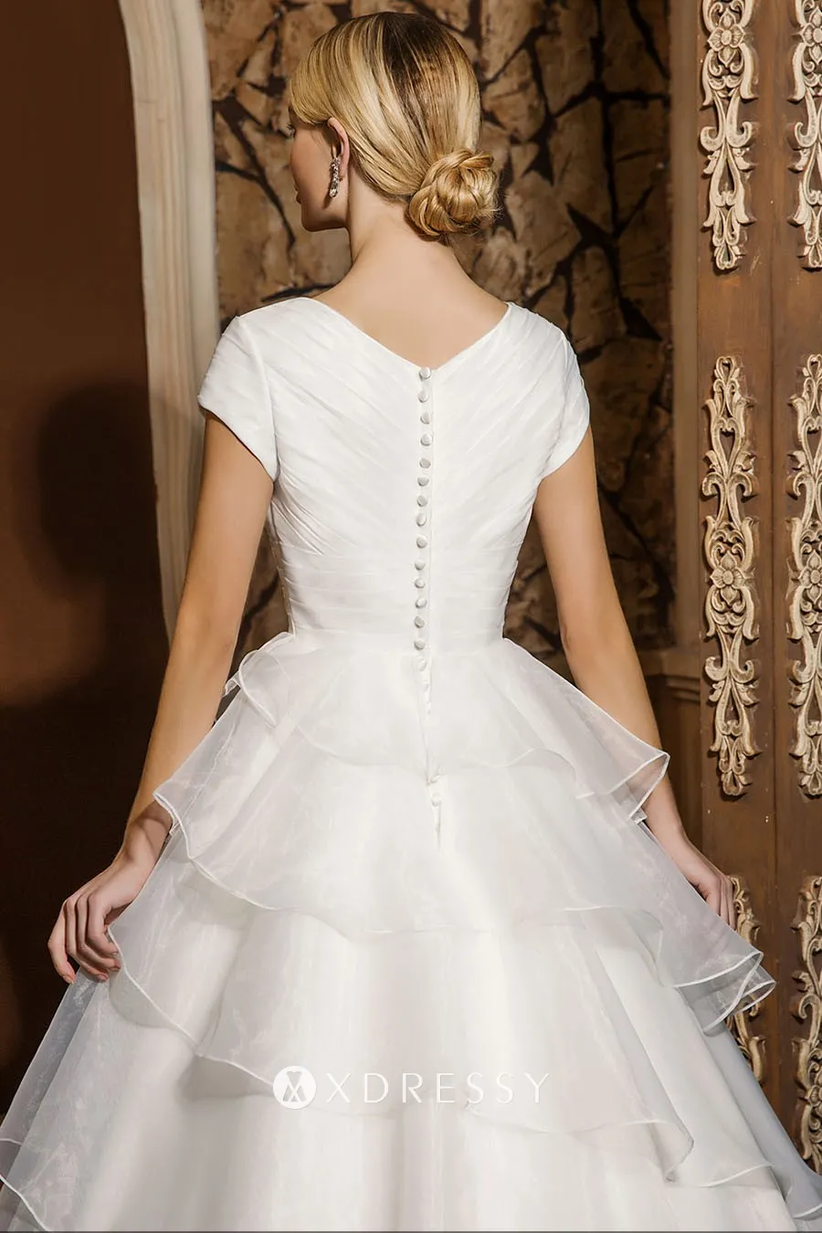 Ruffle Organza Ballgown with Satin Bodice