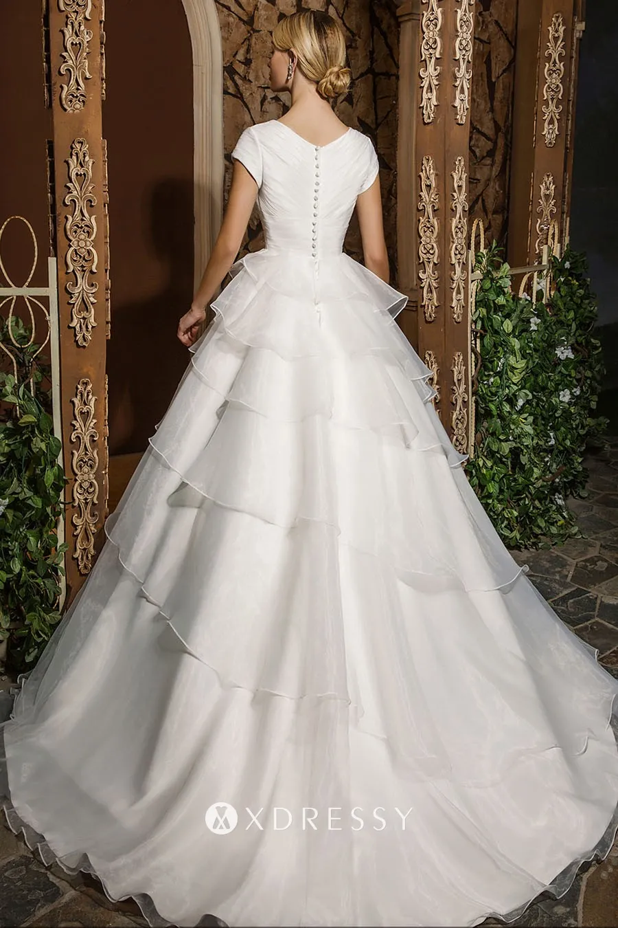ruffled organza court train cap sleeve wedding ballgown ruffled organza court train cap sleeve wedding ballgown