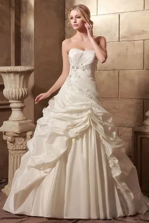 strapless pick up skirt ivory wedding ball gown