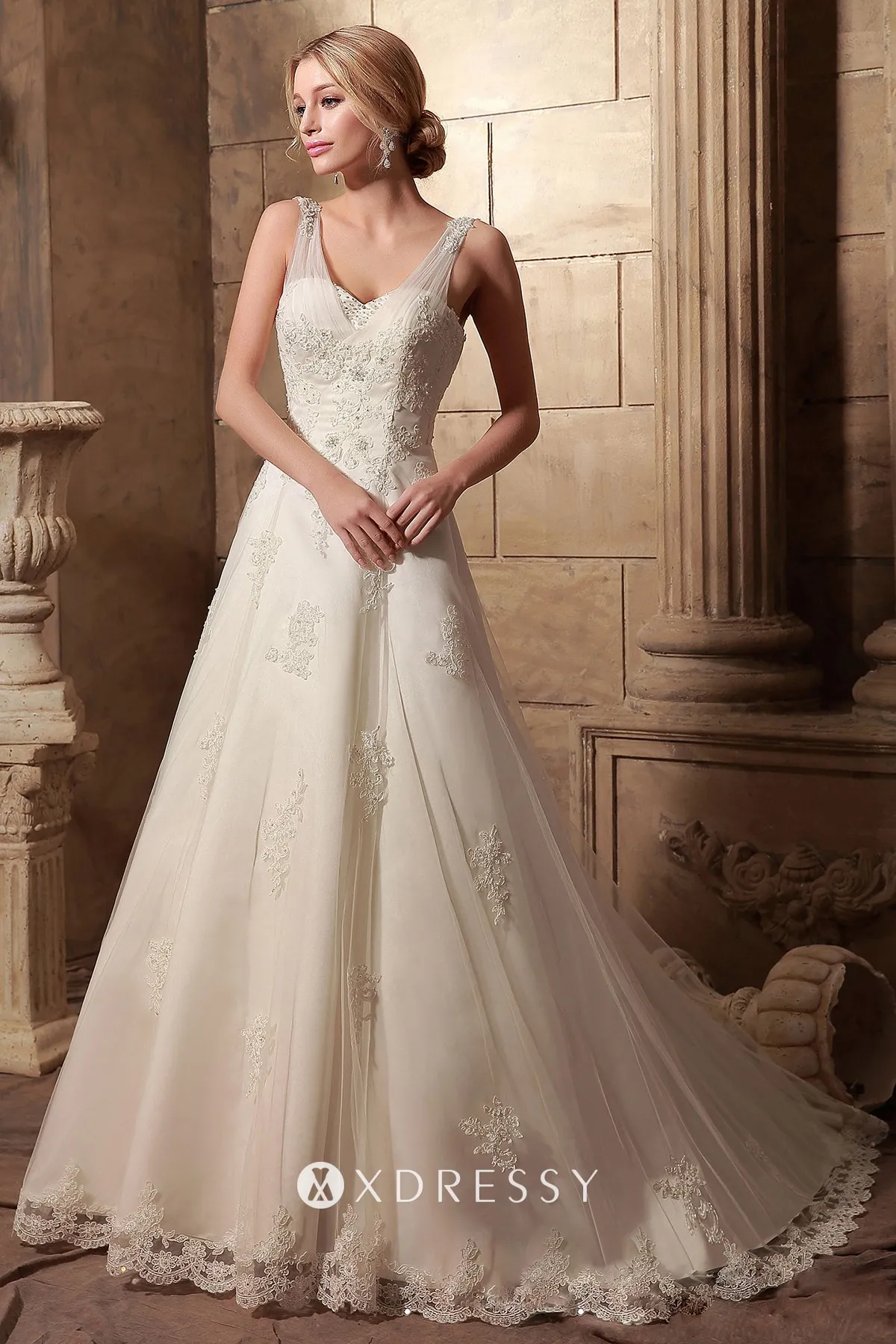 V neck sweetheart beaded lace appliqued wedding ball gown V neck sweetheart beaded lace appliqued wedding ball gown