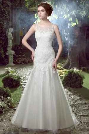 sleeveless illusion neck mermaid maxi bridal dress