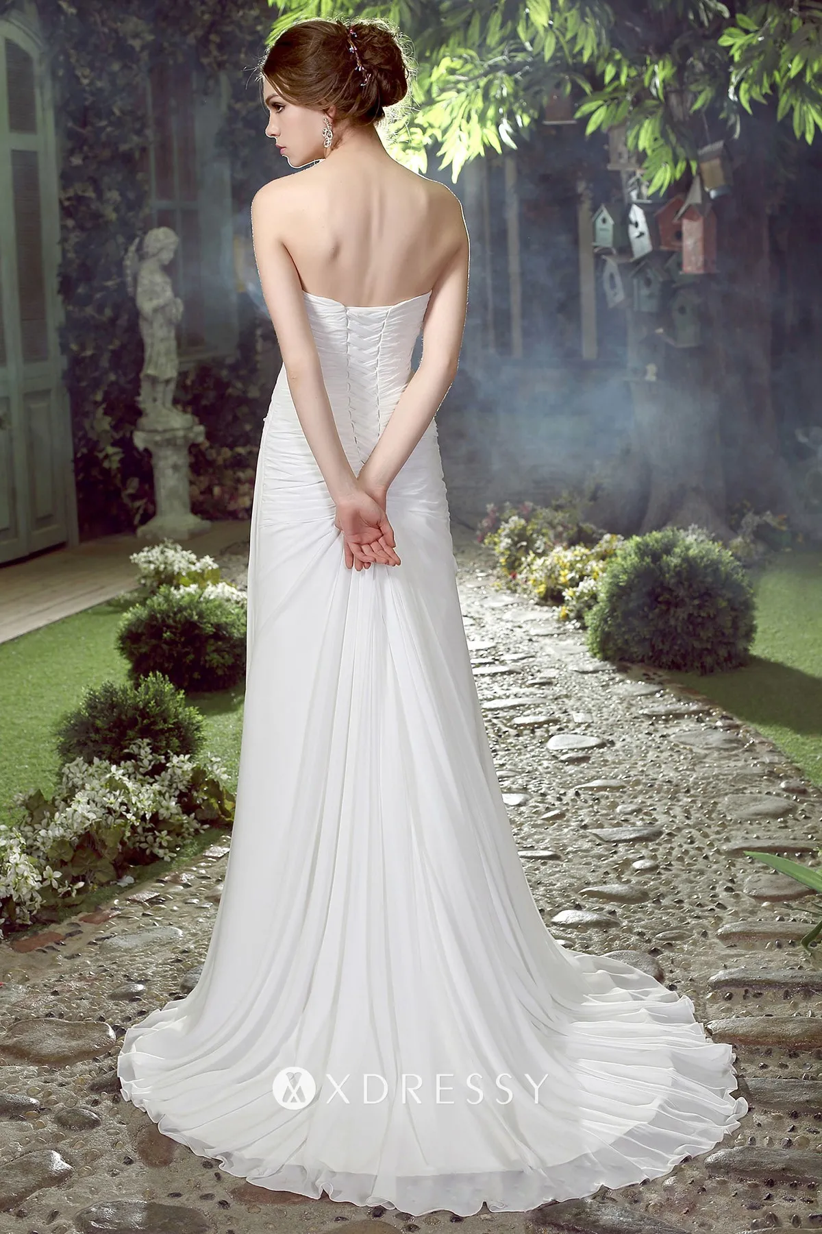 Strapless Ruched Bodice Pleated Cute 
