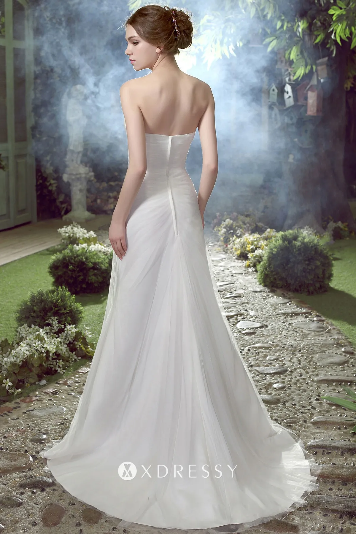 low back beaded lace appliqued strapless long wedding dress low back beaded lace appliqued strapless long wedding dress