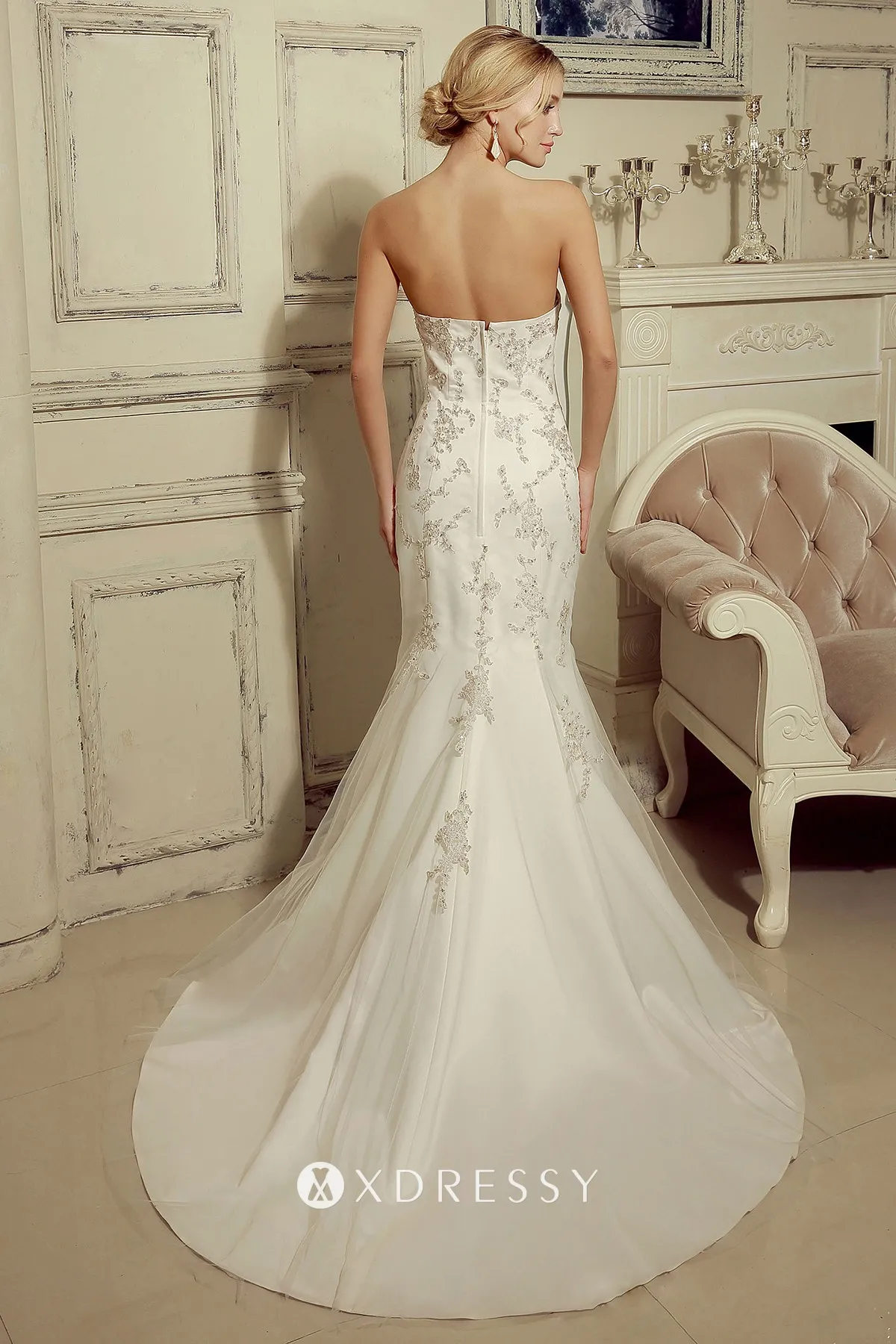 low back beaded lace embellished strapless wedding dress low back beaded lace embellished strapless wedding dress
