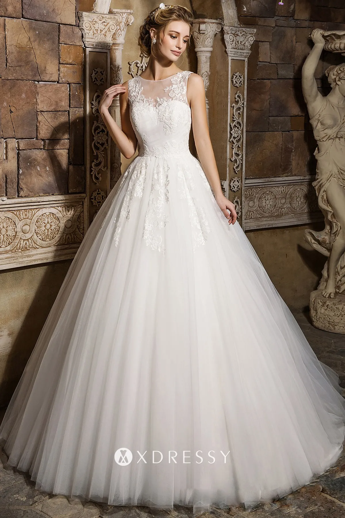 illusion sweetheart lace tulle princess wedding gown