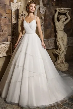 beaded tulle satin cute ball gown wedding dress
