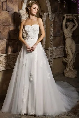 lace appliqued wedding dress detachable overskirt