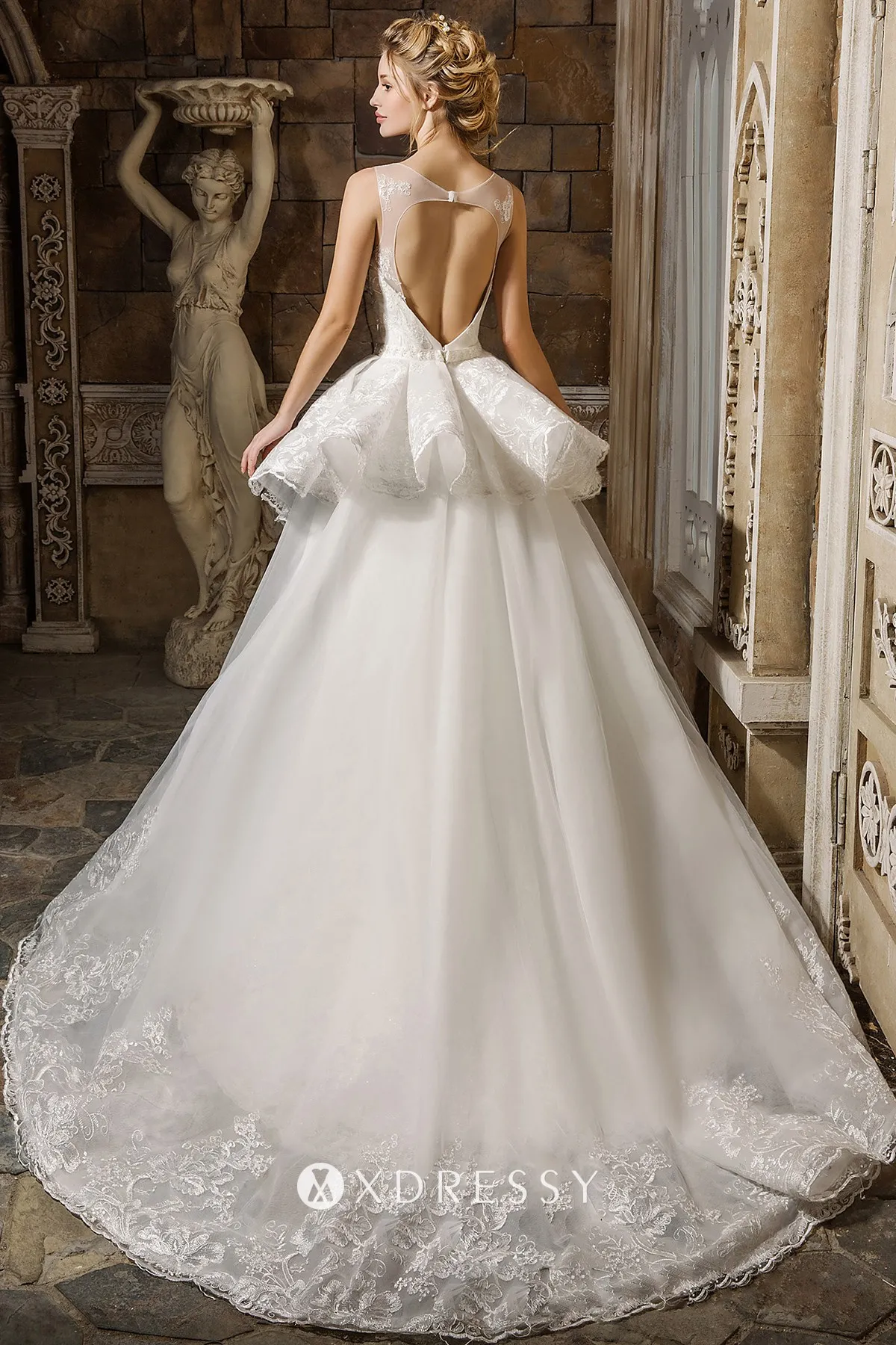 White Mermaid Detachable Overskirt Wedding Dress - Xdressy