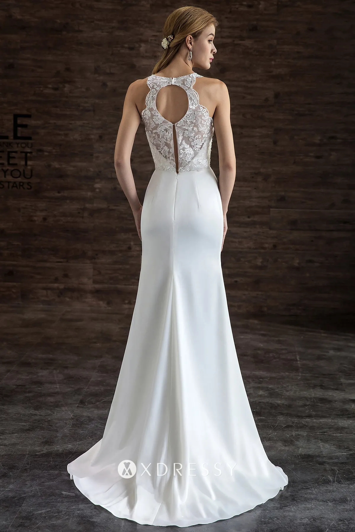 cut out back scalloped lace white satin wedding dress cut out back scalloped lace white satin wedding dress