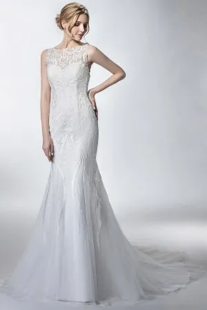 illusion sweetheart lace tulle mermaid bridal gown