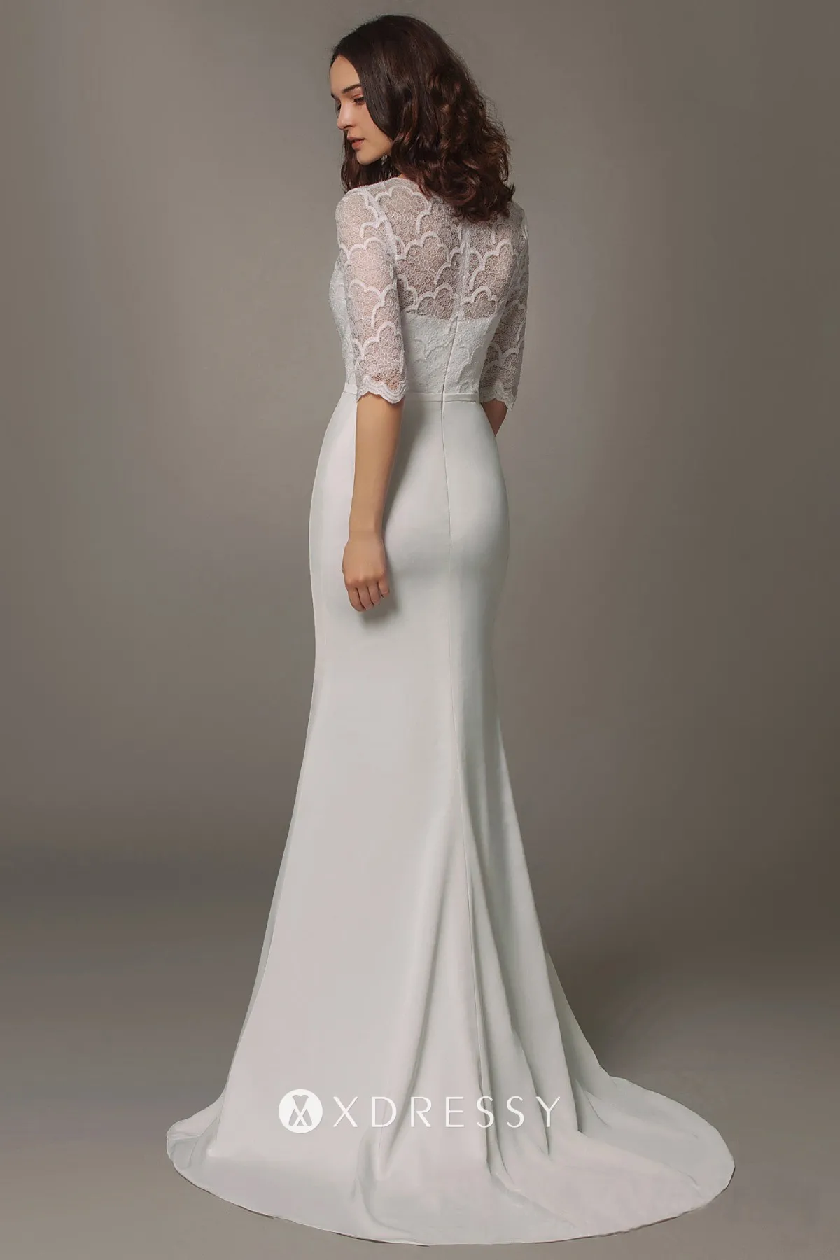 sweep train illusion half sleeve lace spandex wedding dress sweep train illusion half sleeve lace spandex wedding dress