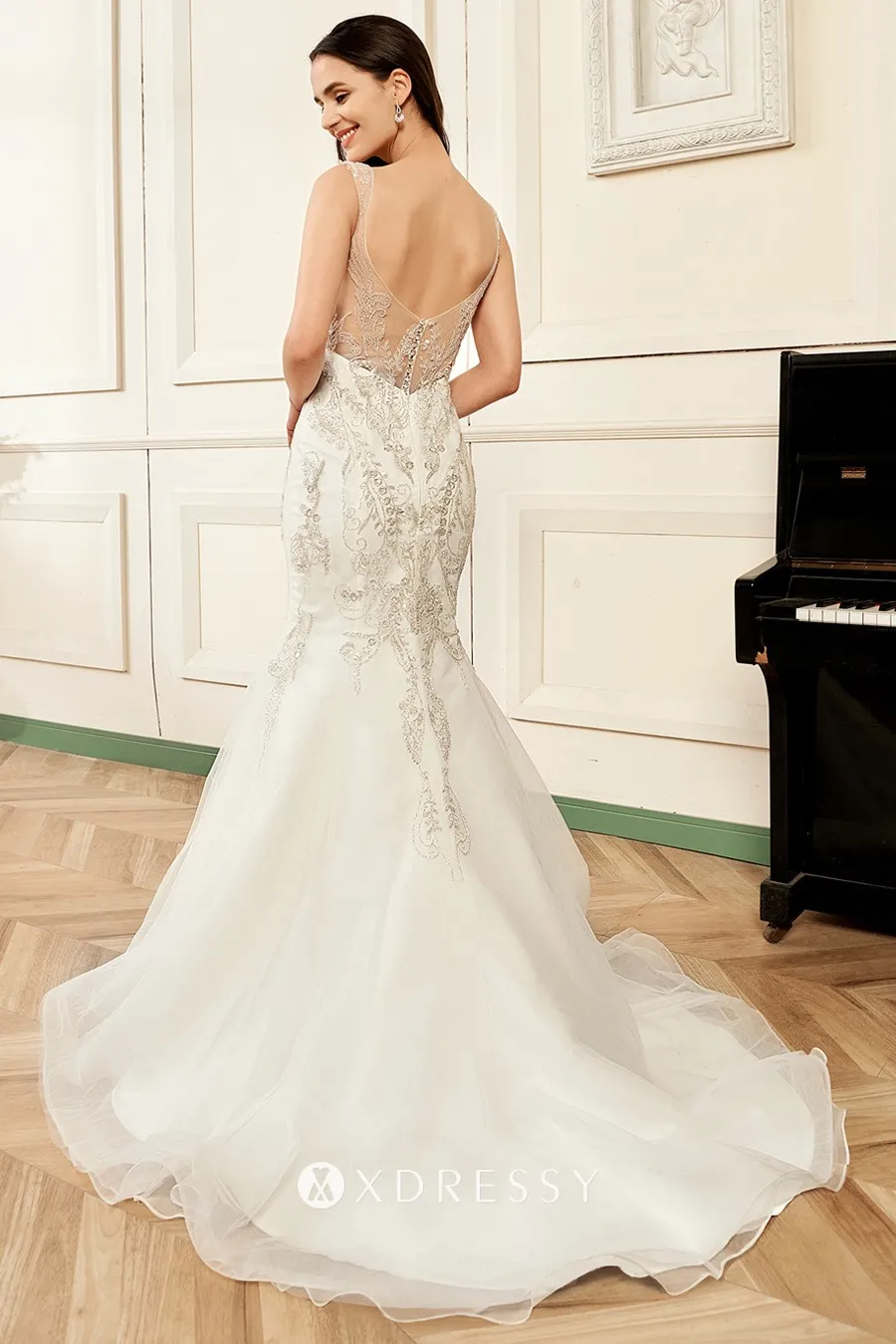 Mermaid Embroidered Heavy Beaded Wedding Dress Xdressy