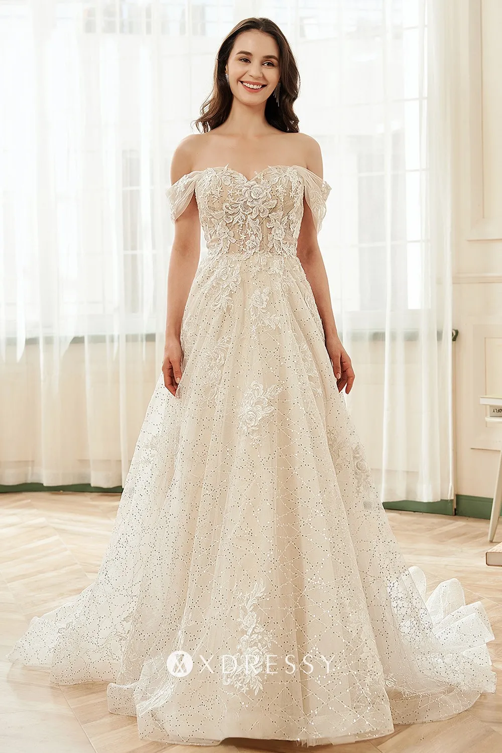 lace and sequin wedding dress