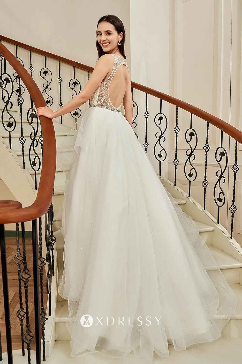 beading open back tulle court skirt wedding gown beading open back tulle court skirt wedding gown