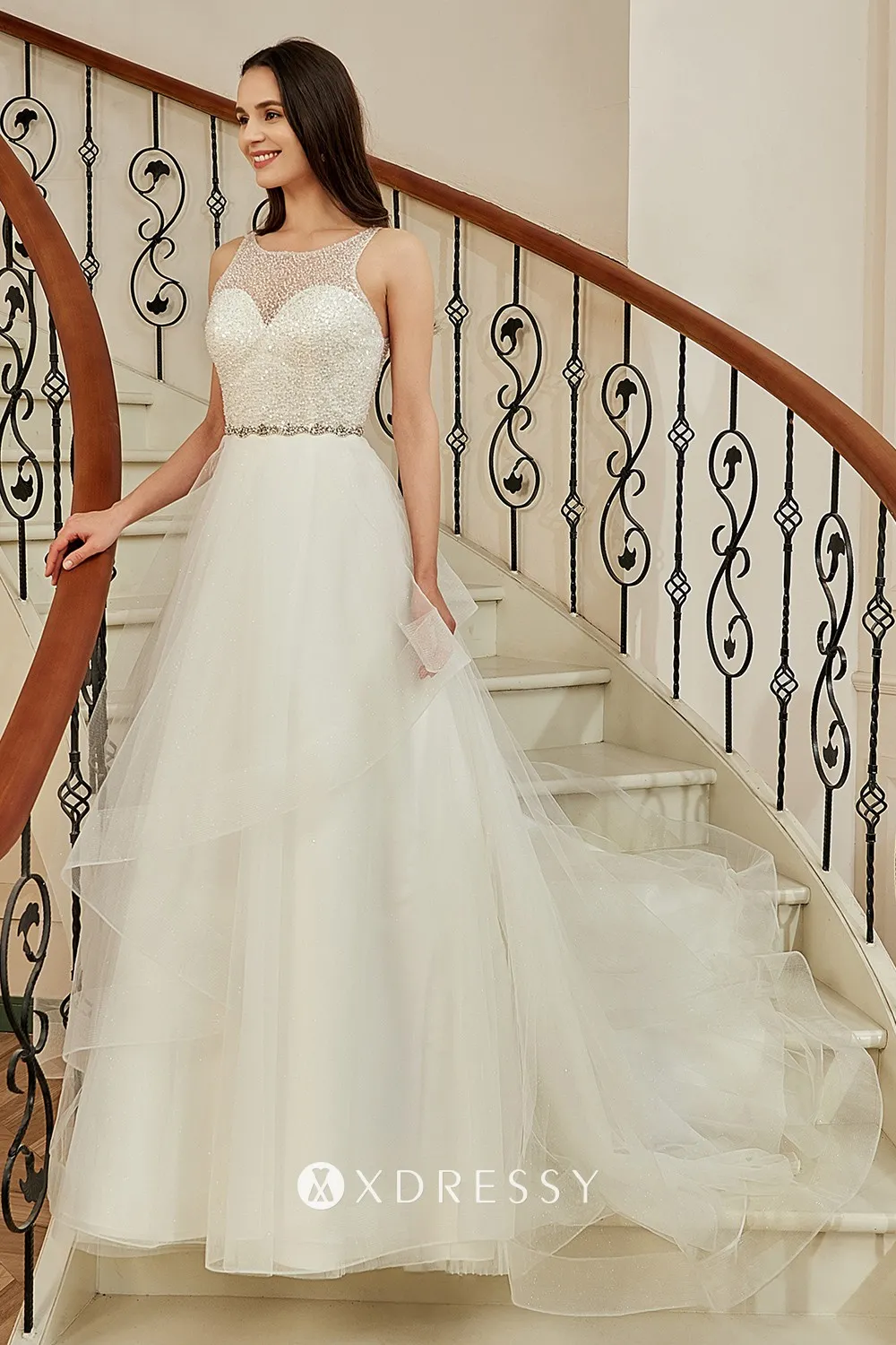 shining beading bodice open back tulle wedding dress shining beading bodice open back tulle wedding dress