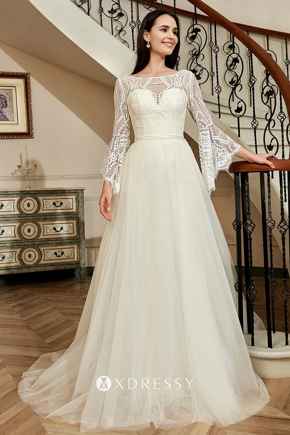 Long Sleeve Lace Wedding Dress - Xdressy