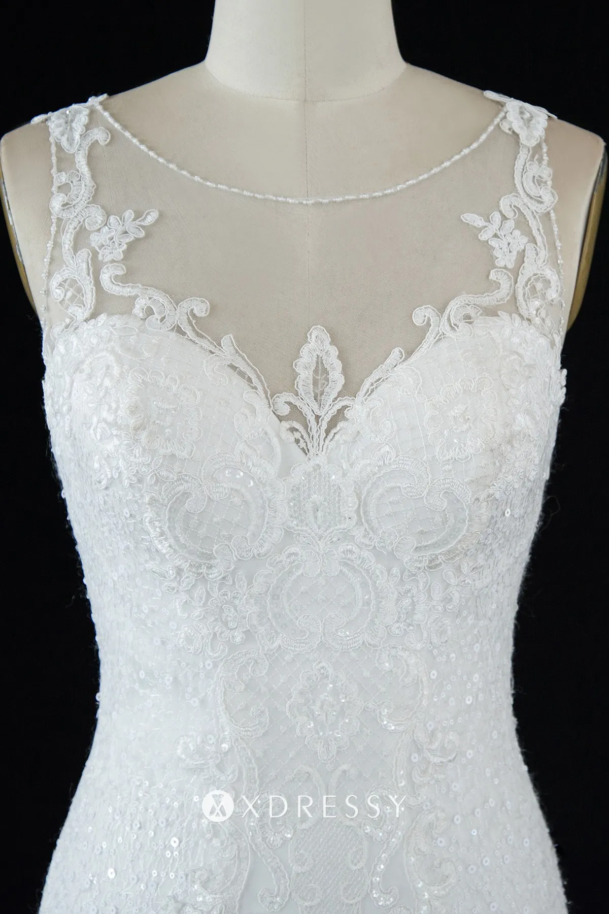 Glitter Sequins White Lace & Tulle Wedding Dress Xdressy