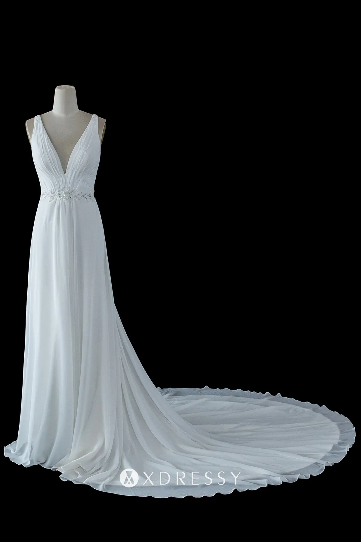 plunging V neck chapel train chiffon wedding dress plunging V neck chapel train chiffon wedding dress