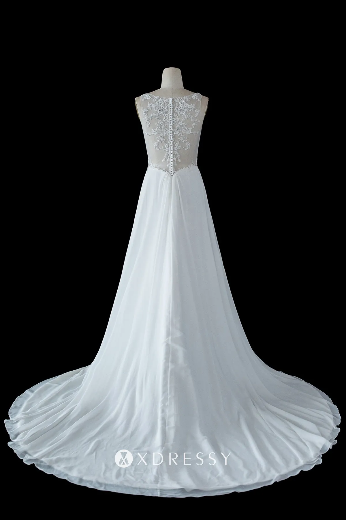 white chiffon illusion back chapel train wedding dress white chiffon illusion back chapel train wedding dress