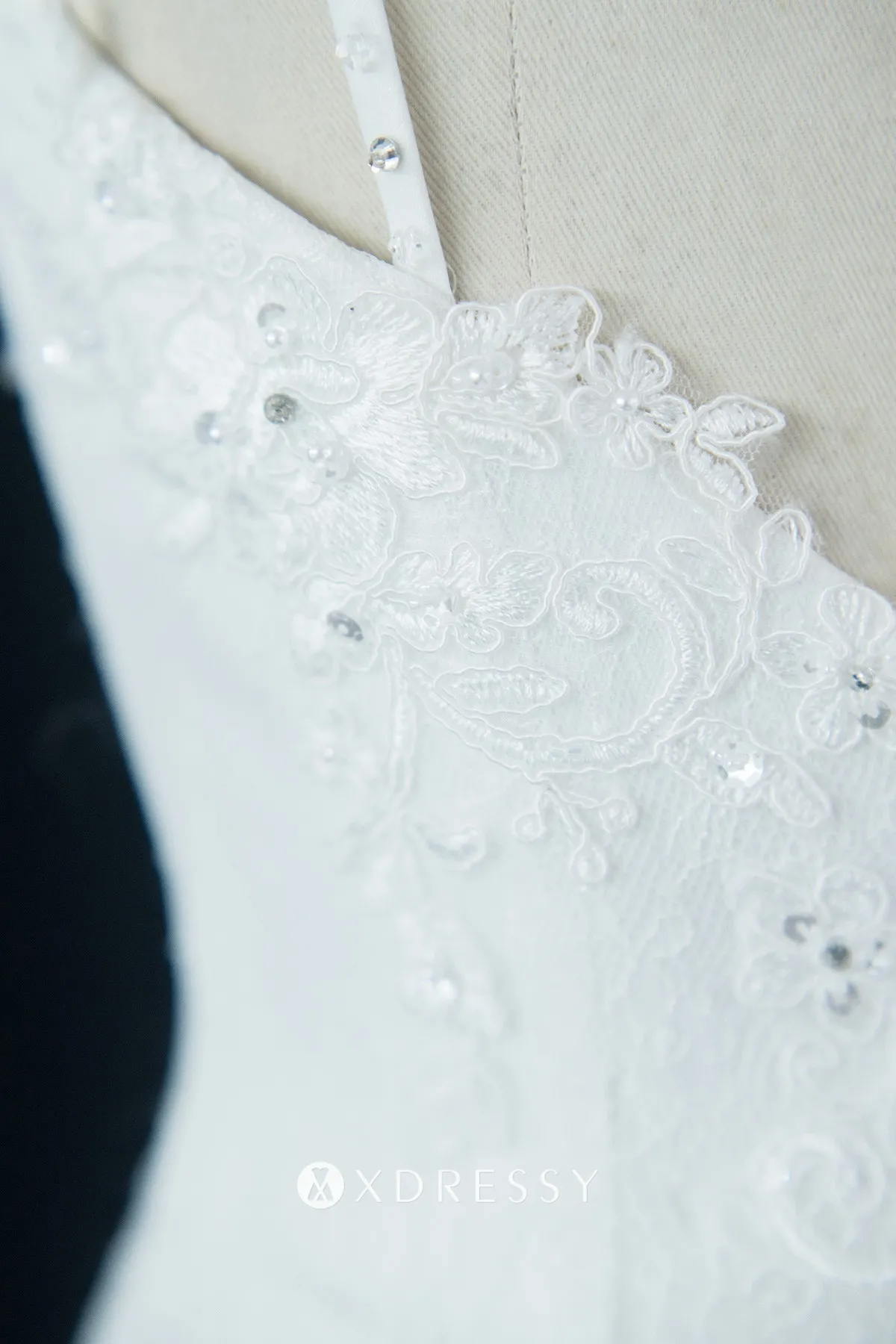 beaded lace sweetheart spaghetti straps satin bridal gown