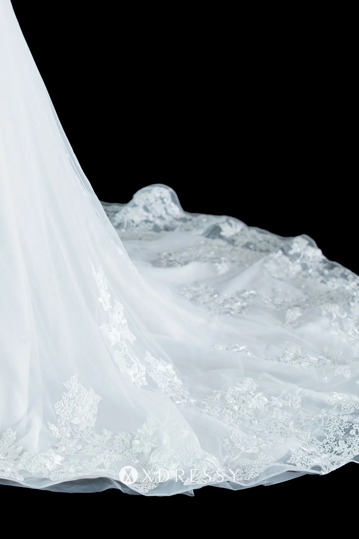 chapel train with pearled lace hem wedding gown chapel train with pearled lace hem wedding gown