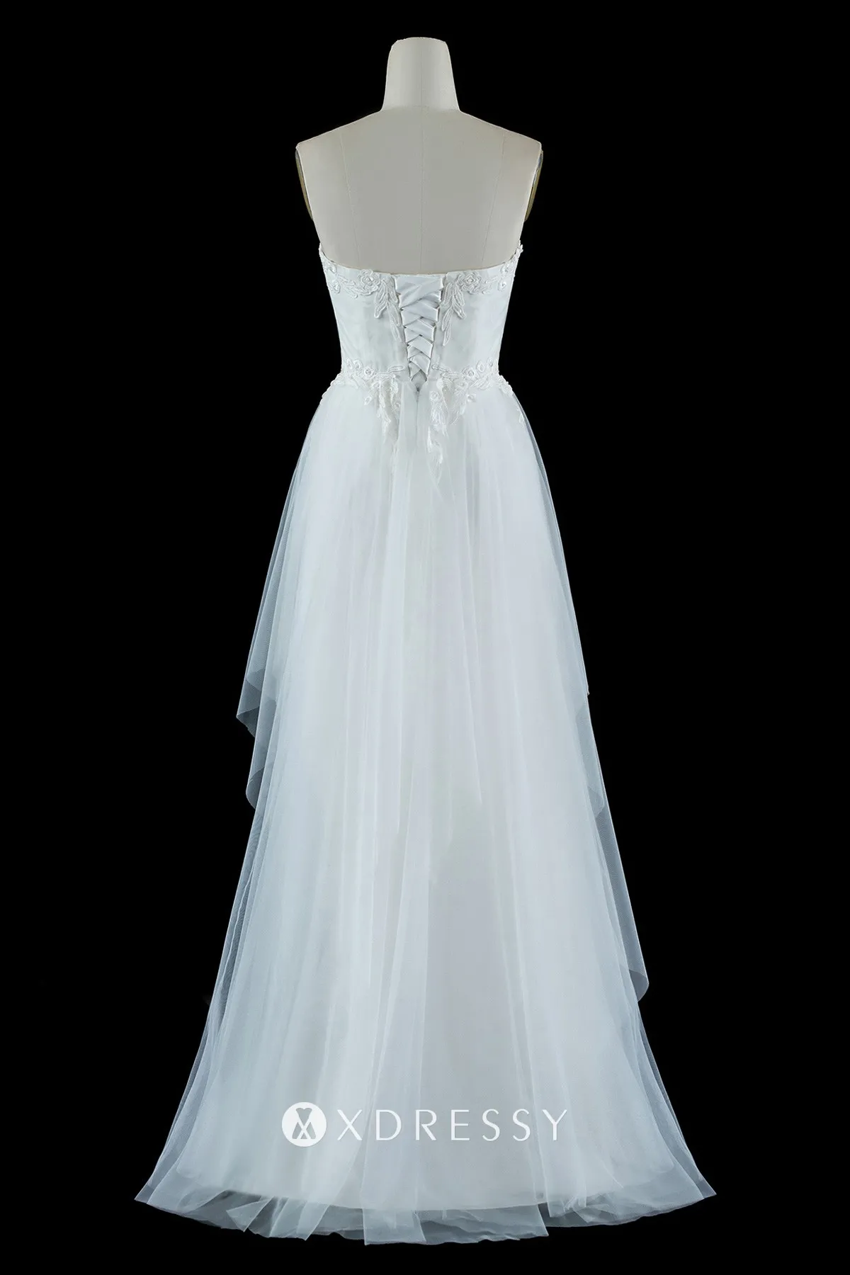 low back strapless lace tulle beach bridal dress low back strapless lace tulle beach bridal dress