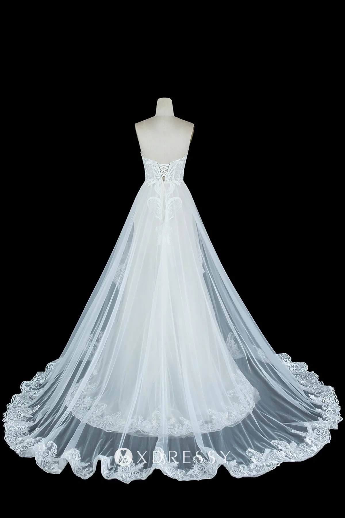 low back ivory lace tulle high low overskirt bridal dress low back ivory lace tulle high low overskirt bridal dress
