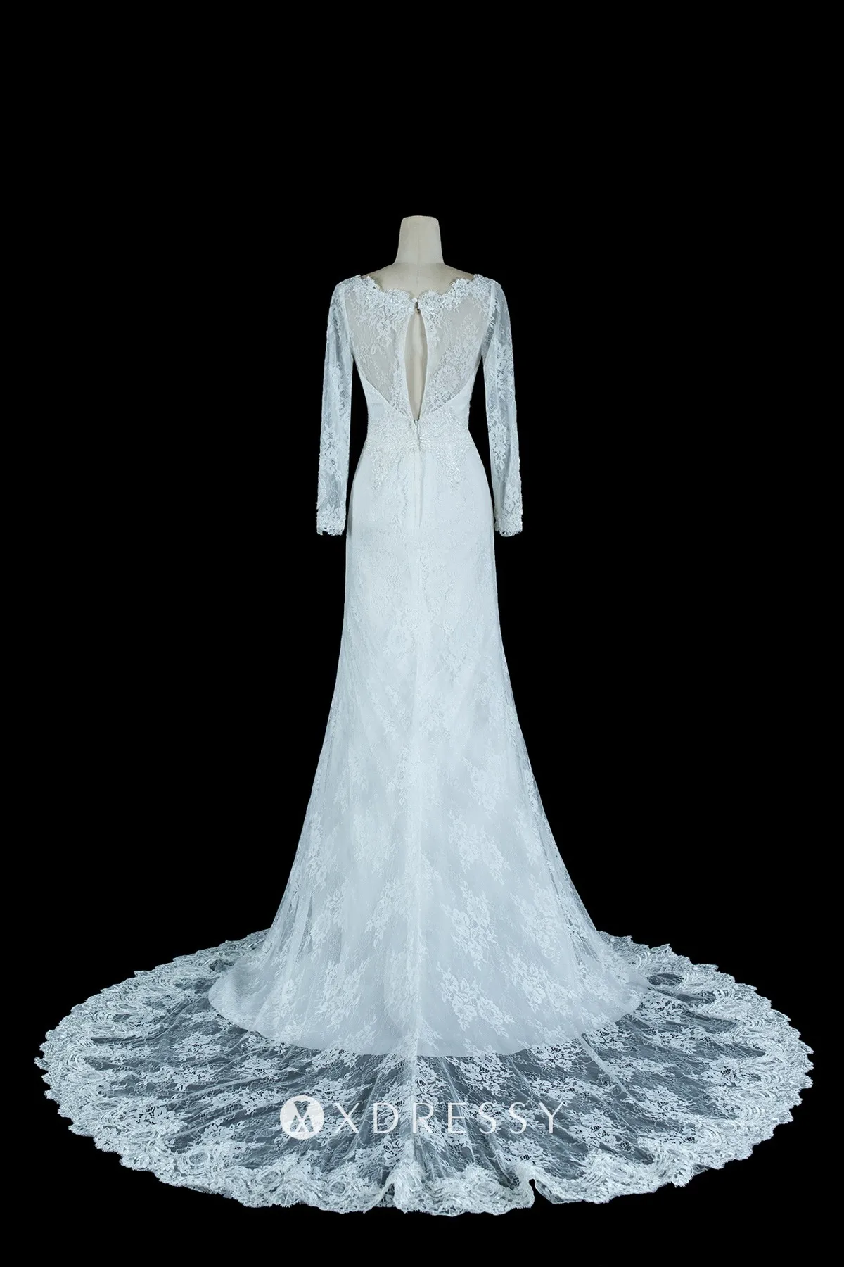 illusion back scalloped lace long sleeve wedding dress illusion back scalloped lace long sleeve wedding dress