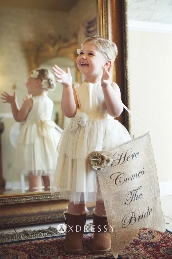 sleeveless short layered ivory flower girl dress sleeveless short layered ivory flower girl dress