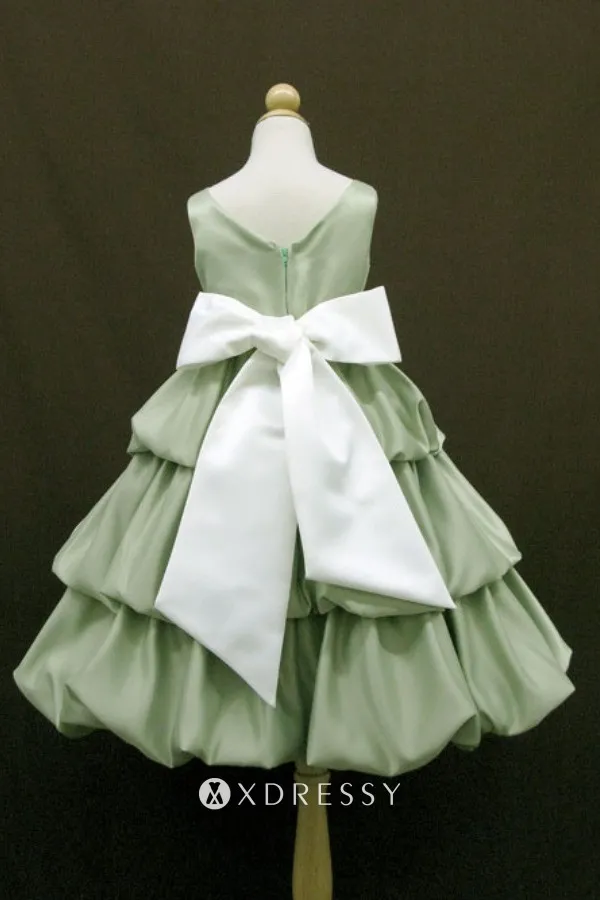 bow sage green layered bubble hem flower girl dress bow sage green layered bubble hem flower girl dress