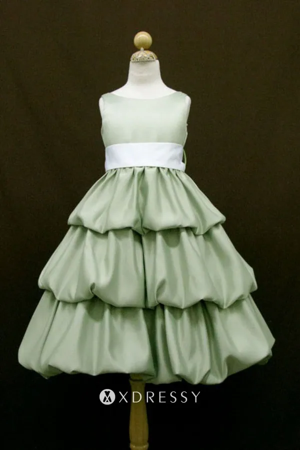 sage green layered bubble hem flower girl dress sage green layered bubble hem flower girl dress