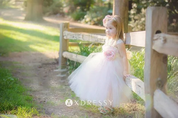 pink tulle princess ball gown flower girl dress