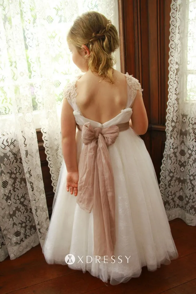 long cap sleeve ivory tulle flower girl dress long cap sleeve ivory tulle flower girl dress