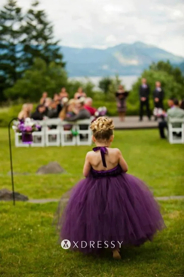 purple gown for flower girl